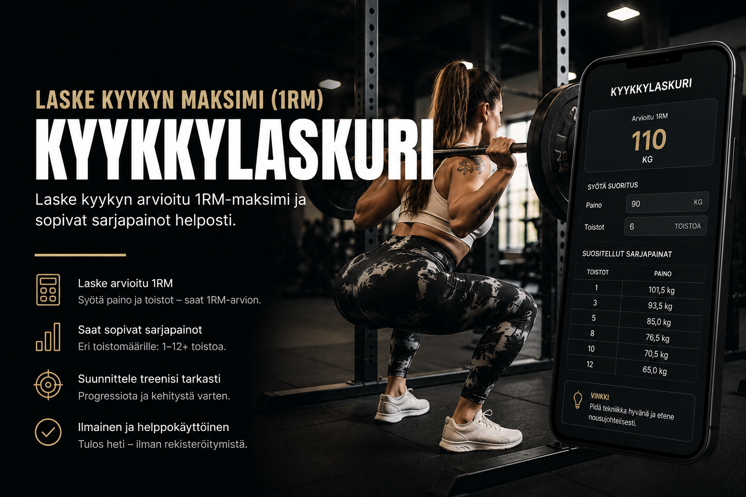 Kyykkylaskuri - Kyykyn maksimi ja sarjapainot