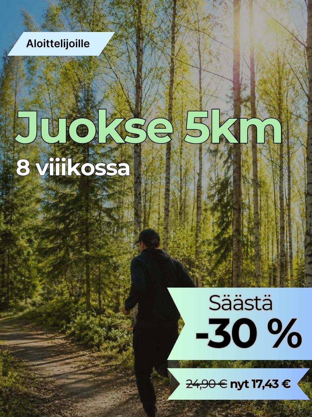 Juoksuohjelma 5 km aloitteleville, 8 viikossa -30 % kampanja