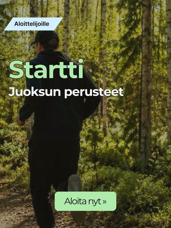 Juoksuohjelma aloittelijoille: Startti ja juoksun perusteet sekä Aloita nyt -painike